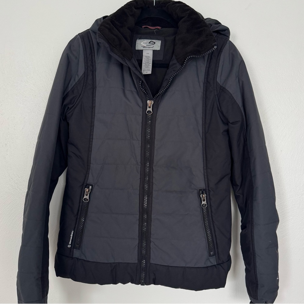 Champion Jacket Women‎ Small Gray Venture Shell Nylon Hooded Zip Outdoor Winter